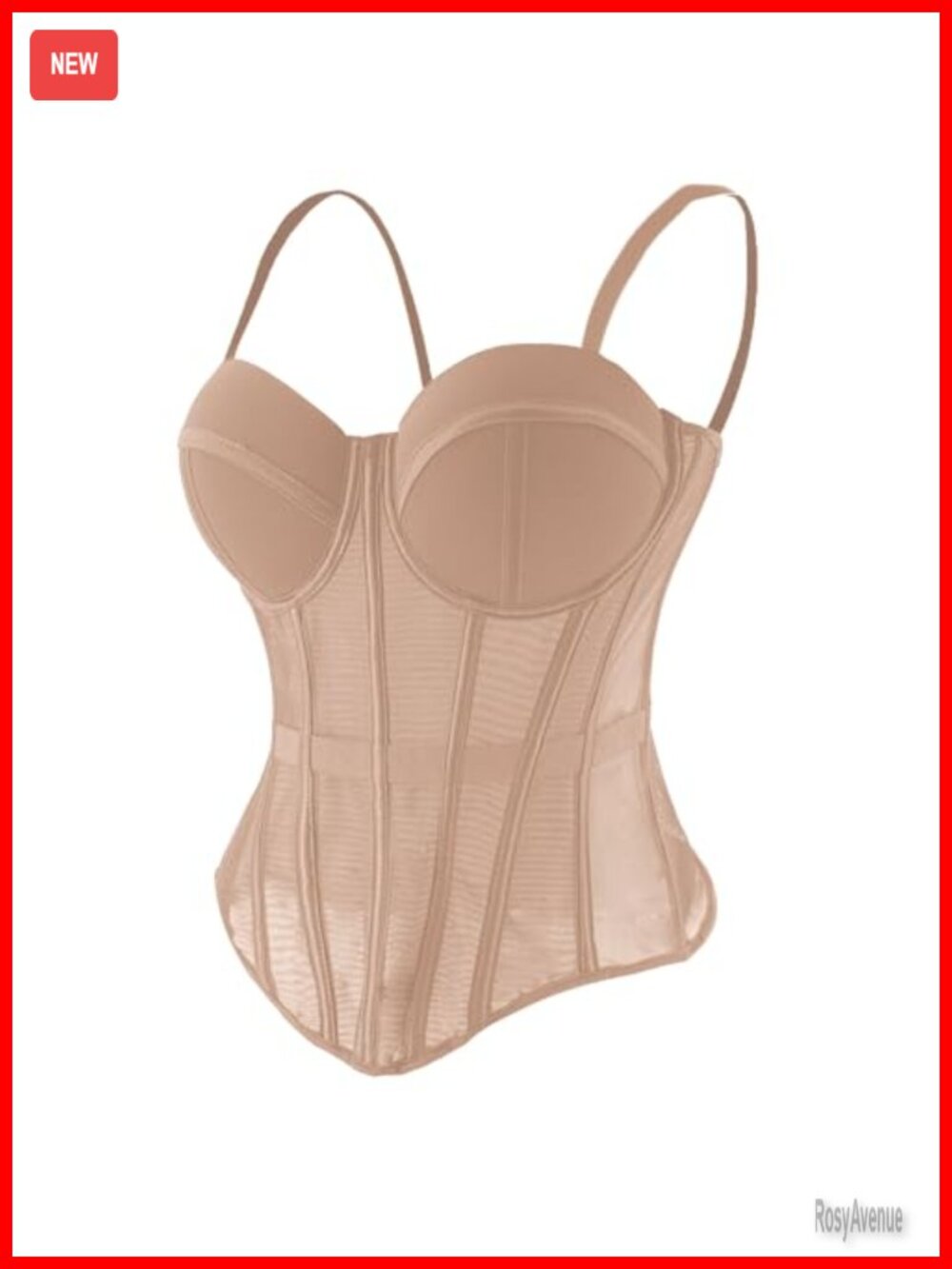 Mesh Corset Bustier Top Elastic Waistband Removable Straps Lingerie